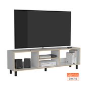 Mesa Para Tv Tunez Blanco y Café Claro Para Televisor Hasta 70 Pulgadas